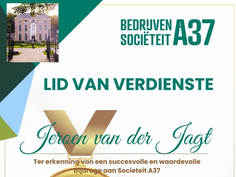 Jeroen van der Jagt benoemd tot Lid van Verdienste